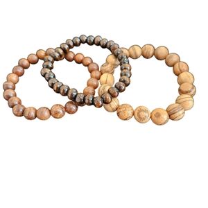 Elegant Wooden Beaded Bracelet Set